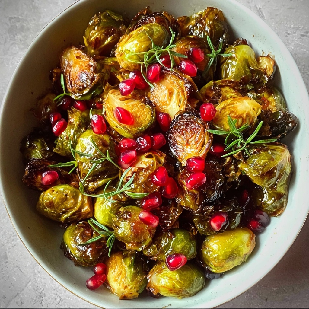 Balsamic Glazed Brussels Sprouts with Pomegranate Seeds Recipe - Recipe Image