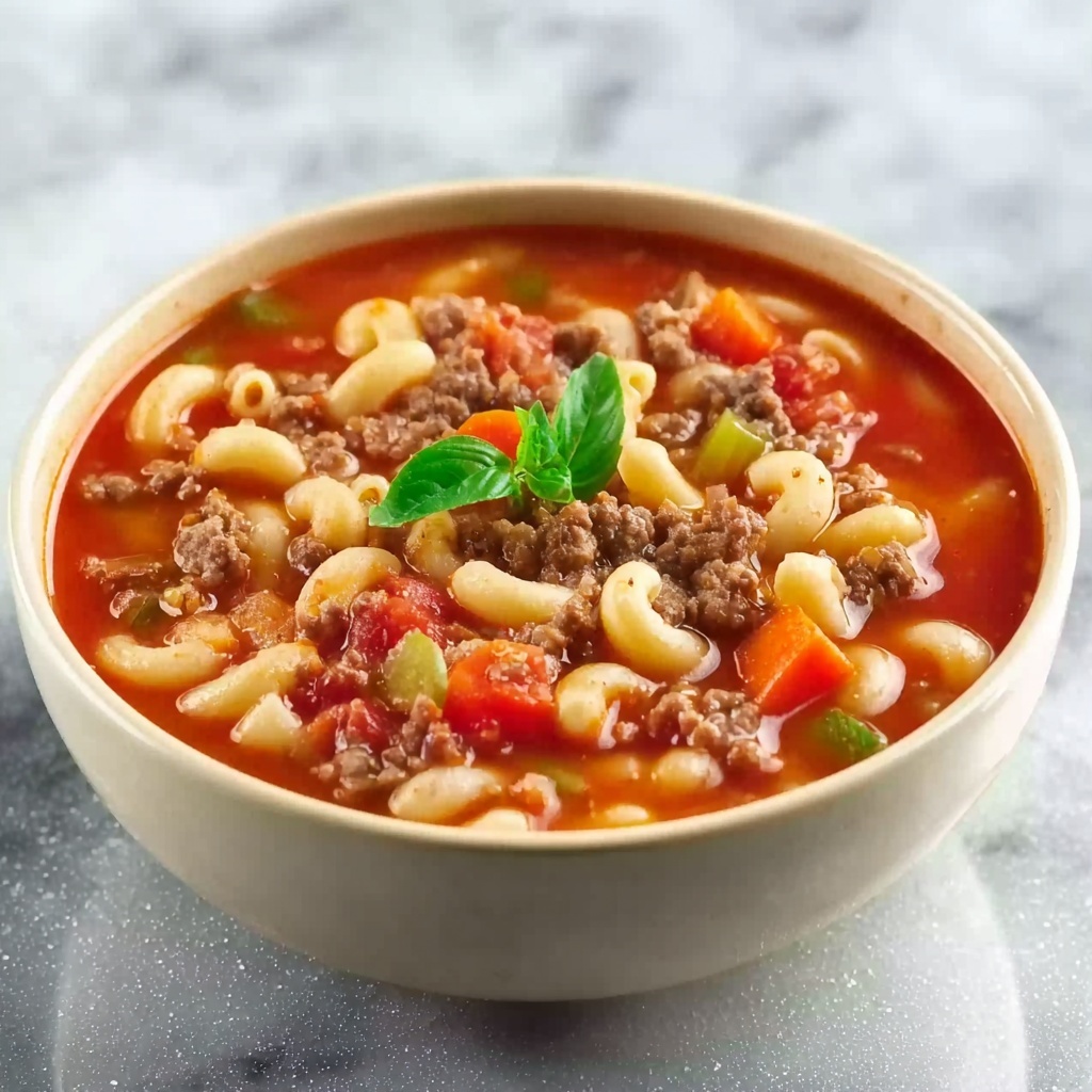 Beef & Tomato Macaroni Soup Recipe - Recipe Image