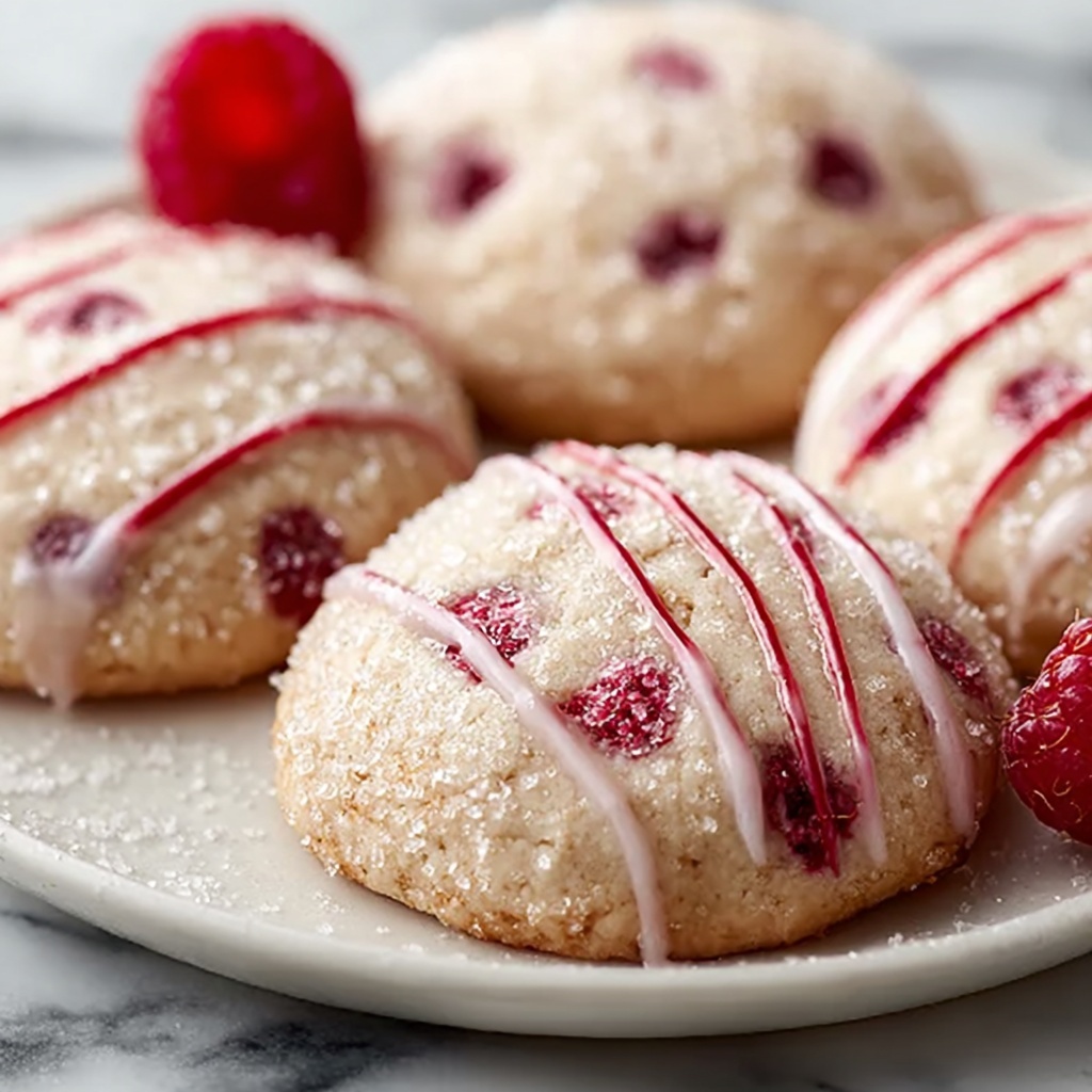 Raspberry Sugar Cookies with Cream Cheese and Chocolate Drizzle Recipe - Recipe Image