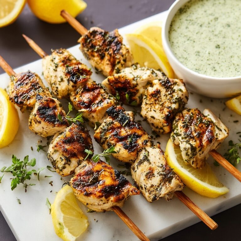 Greek Lemon Chicken Skewers with Tzatziki Sauce Recipe