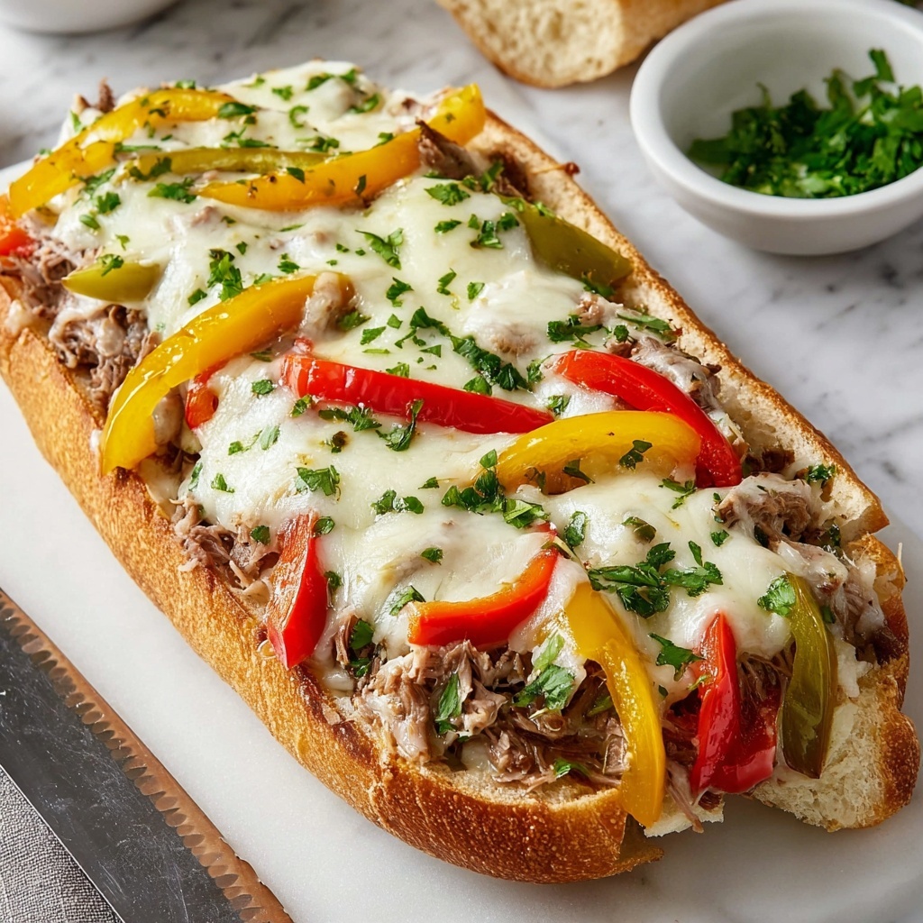 Philly Cheesesteak Cheesy Bread Recipe - Recipe Image