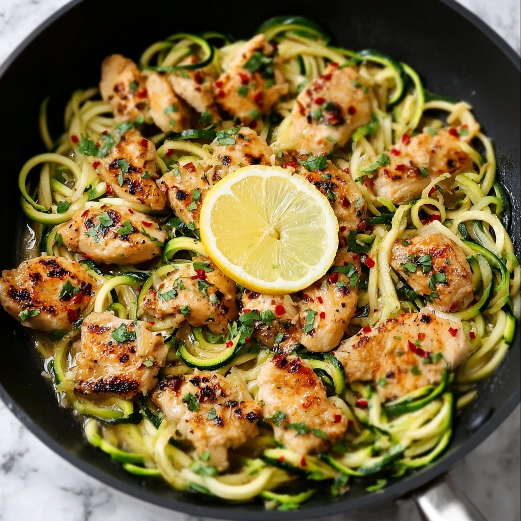 Lemon Garlic Chicken Zoodles Recipe - Recipe Image