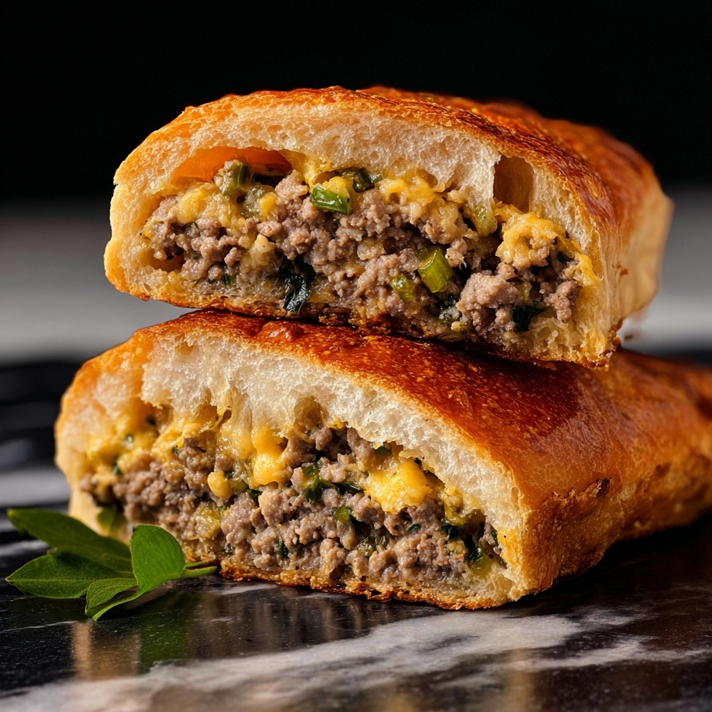 Stuffed French Bread with Ground Beef and Cheddar Recipe - Recipe Image