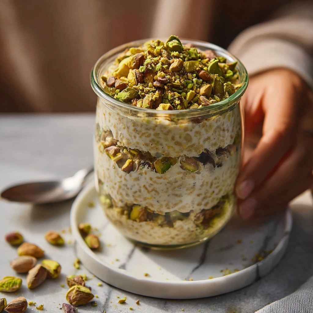 Indian Overnight Oats with Cardamom and Pistachios Recipe - Recipe Image