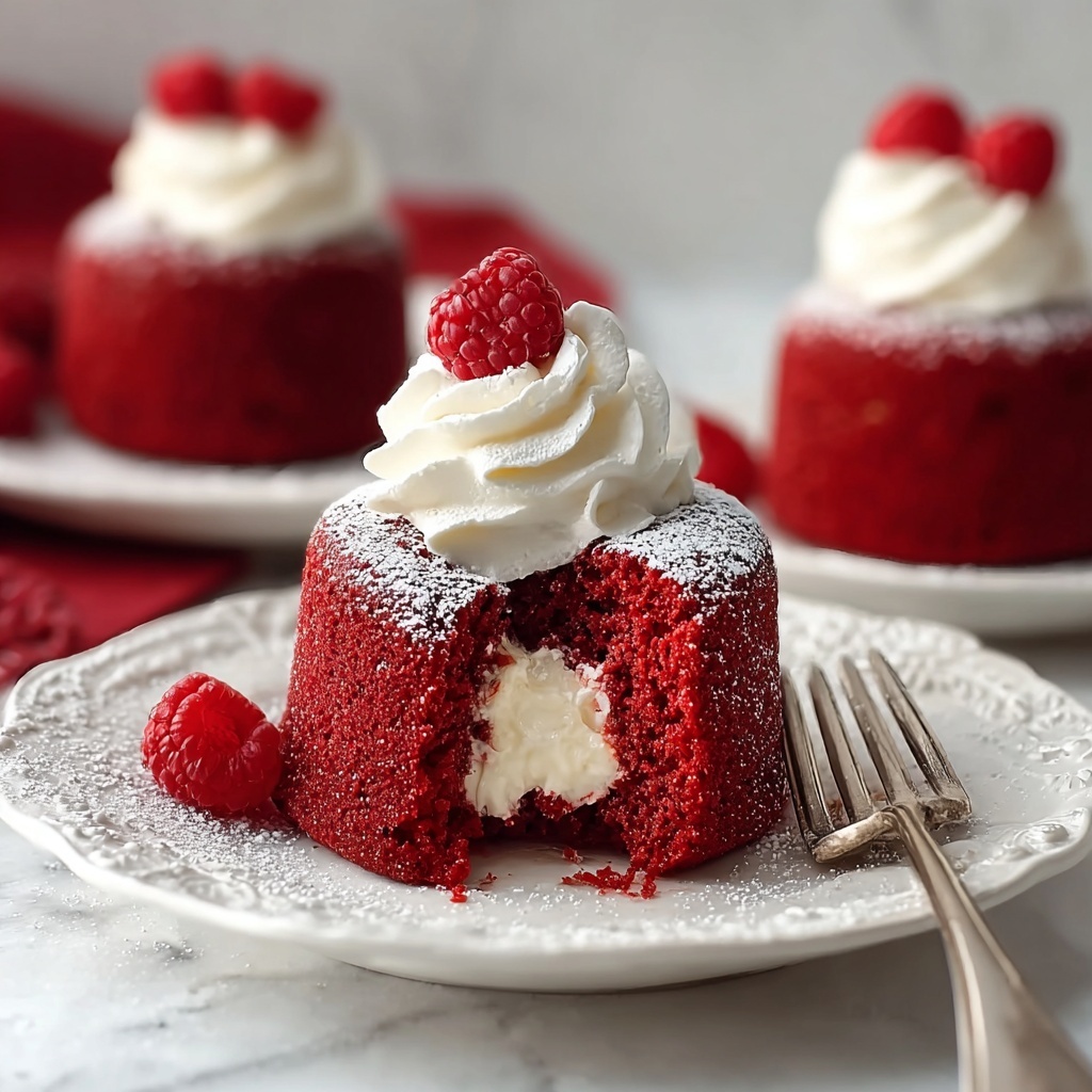 Irresistible Molten Red Velvet Cakes with Creamy Topping Recipe - Recipe Image