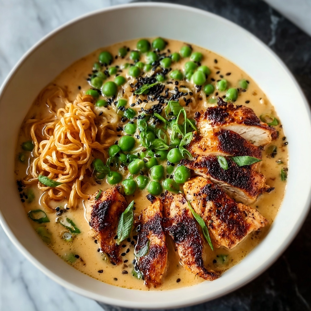 Fiery Chicken Ramen with Creamy Garlic Sauce Recipe - Recipe Image