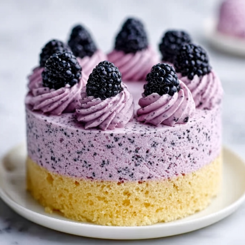 Keto Lemon Poppy Seed Cake with Blackberry Buttercream Recipe - Recipe Image