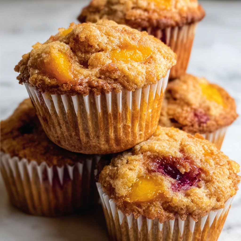 Jumbo Caramel Peach Cobbler Muffins Recipe - Recipe Image