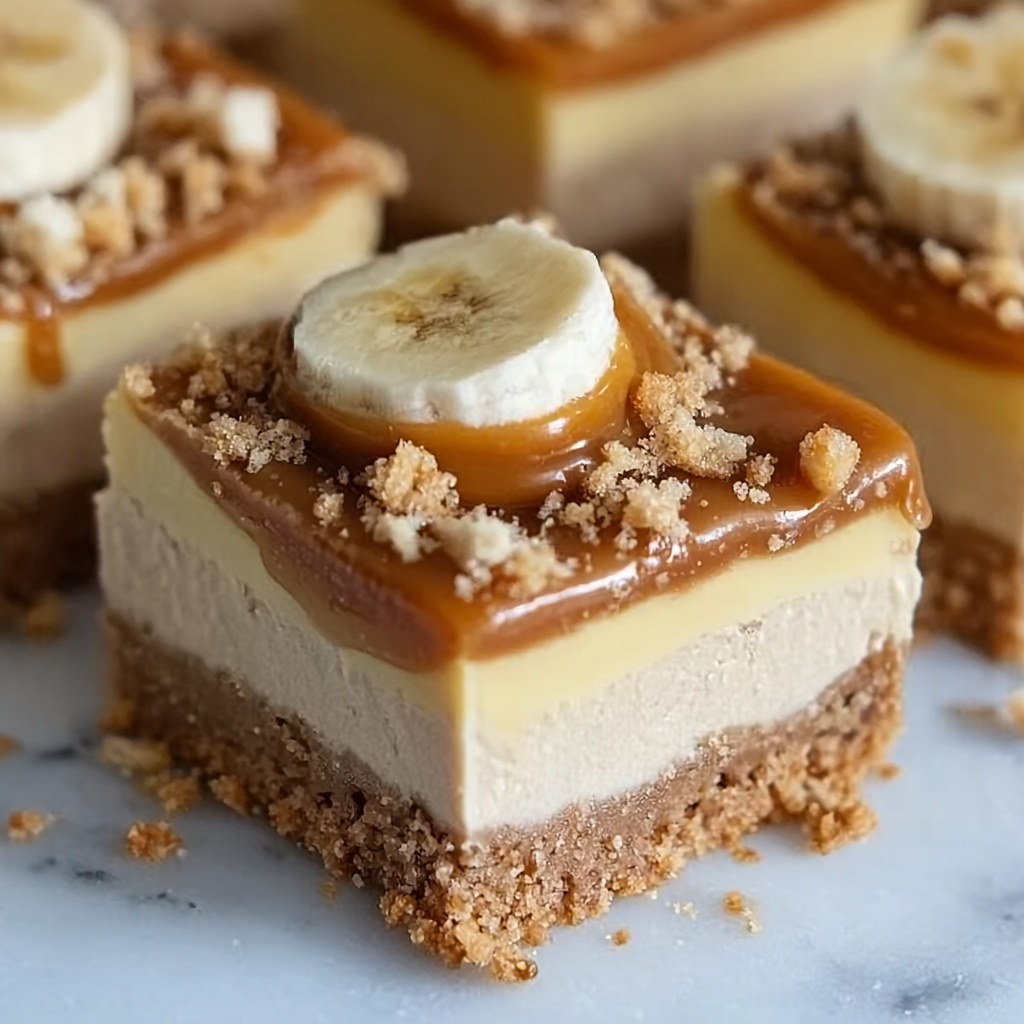 Banana Cream Cheese Bars with Caramel Drizzle Recipe - Recipe Image