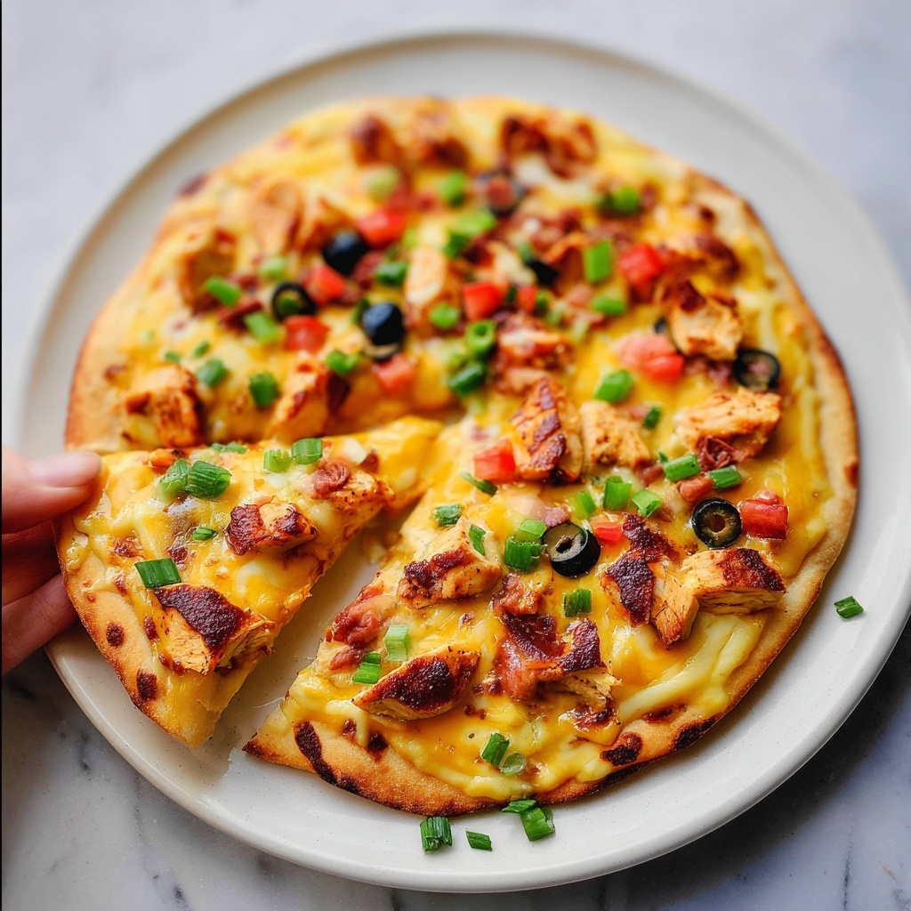 Chicken Taco Pizza with Refried Beans and Cheddar Recipe - Recipe Image