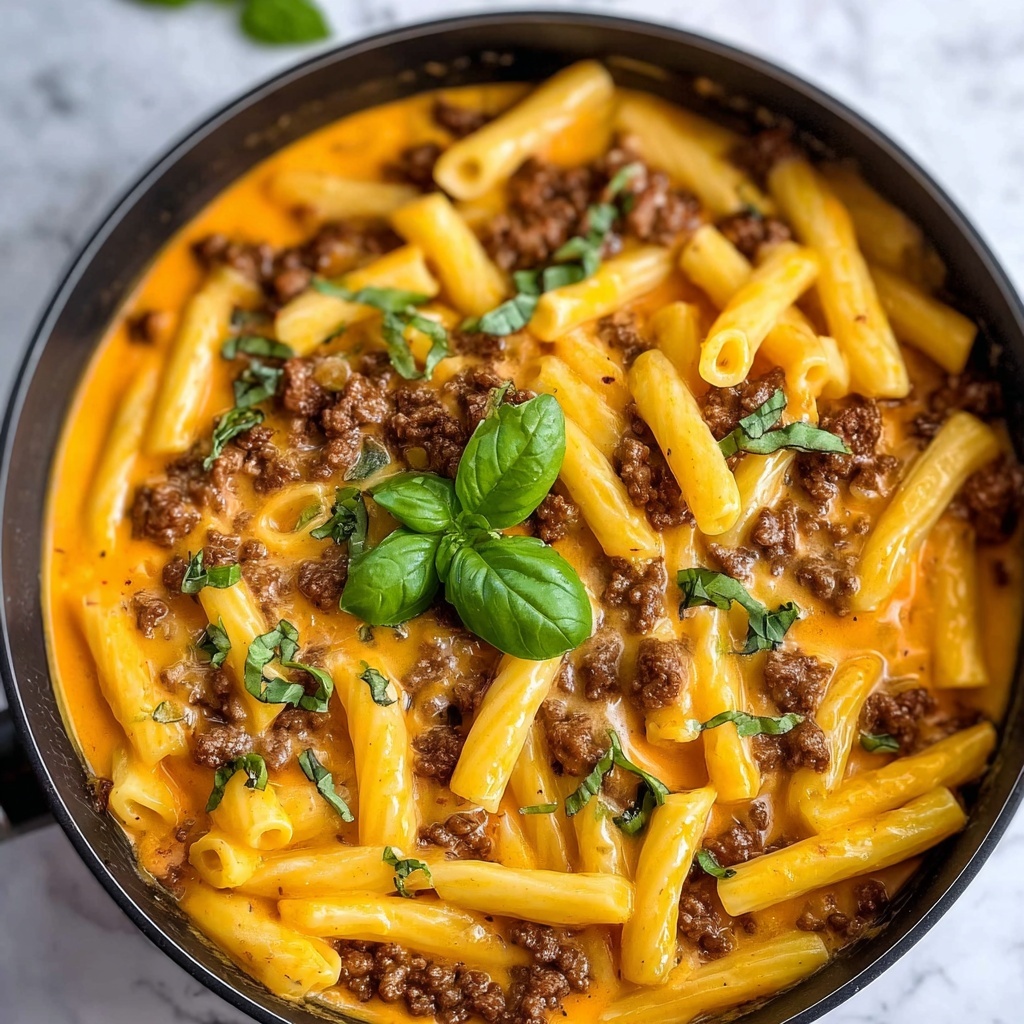 Cheesy Ground Beef Pasta Skillet Recipe - Recipe Image