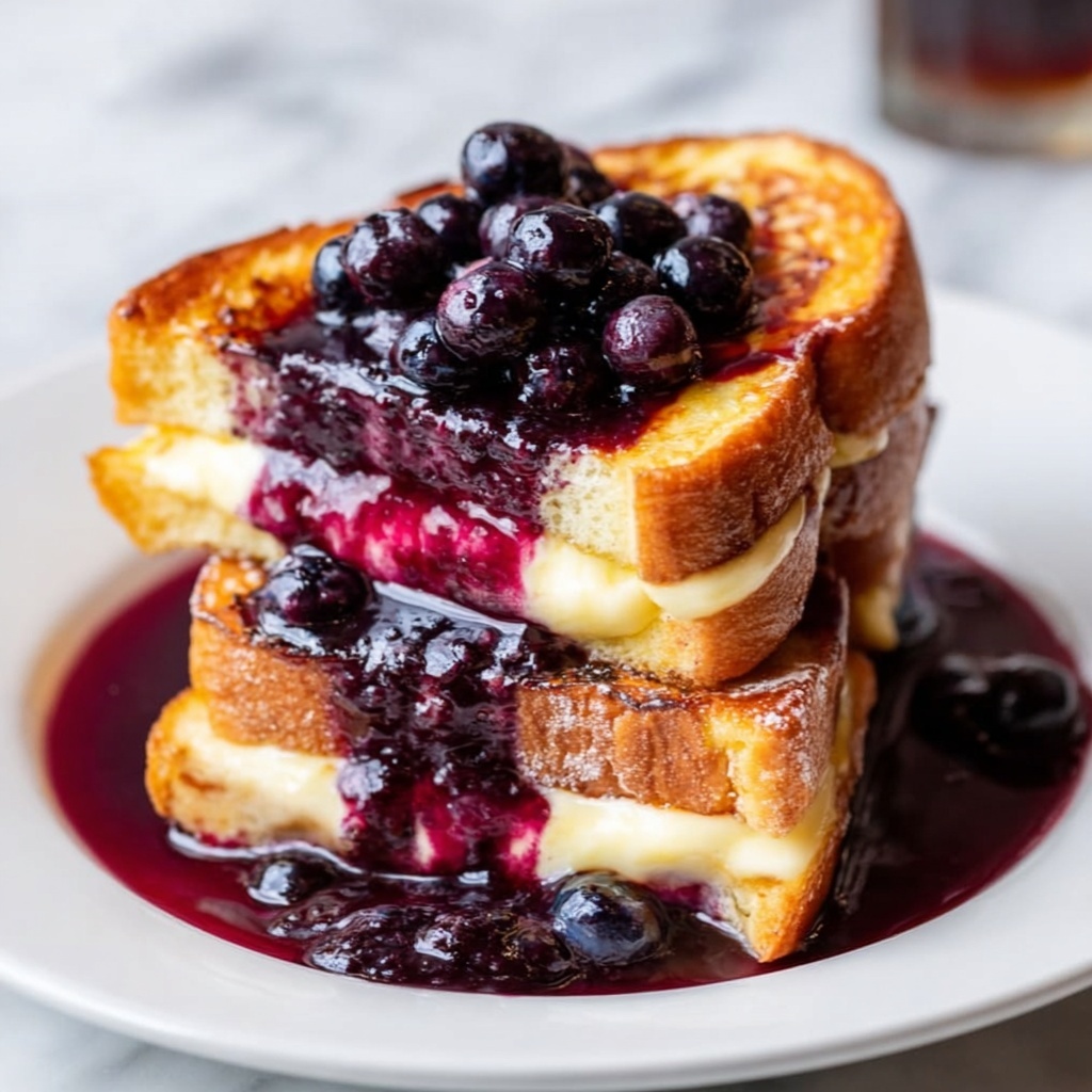 Blueberry Stuffed French Toast with Cream Cheese and Maple Syrup Recipe - Recipe Image