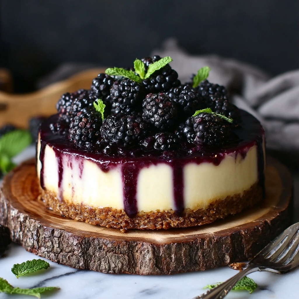 Blackberry Cheesecake with Blackberry Sauce Recipe - Recipe Image