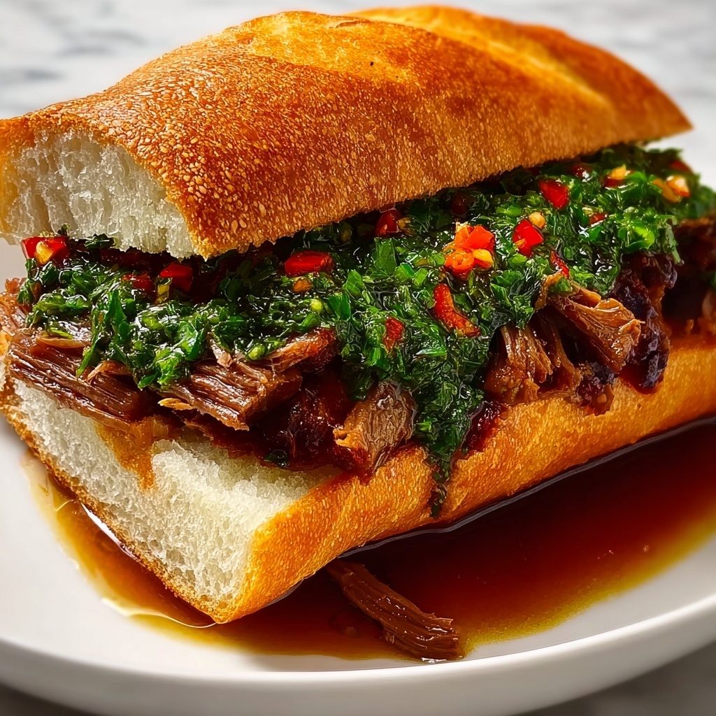 Short Rib Pho Banh Mi with Thai Basil Chimichurri Recipe - Recipe Image