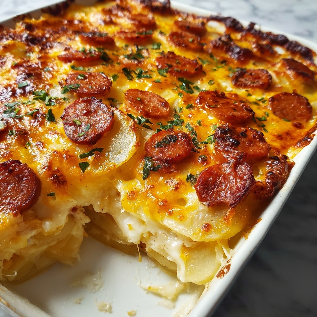 Cheese Potato and Smoked Sausage Casserole: A Cozy Classic Recipe - Recipe Image