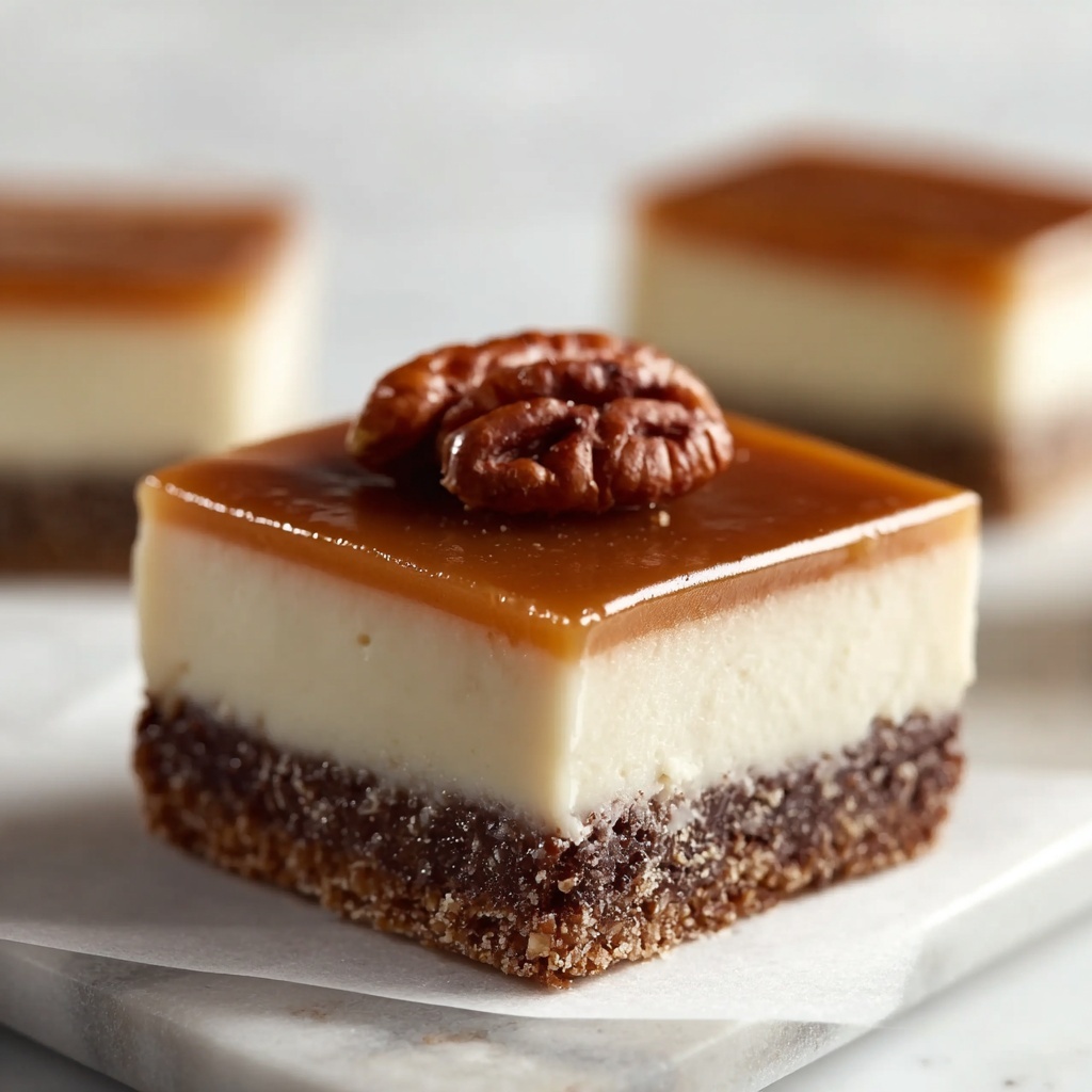 Keto Salted Caramel Cheesecake Bars Recipe - Recipe Image