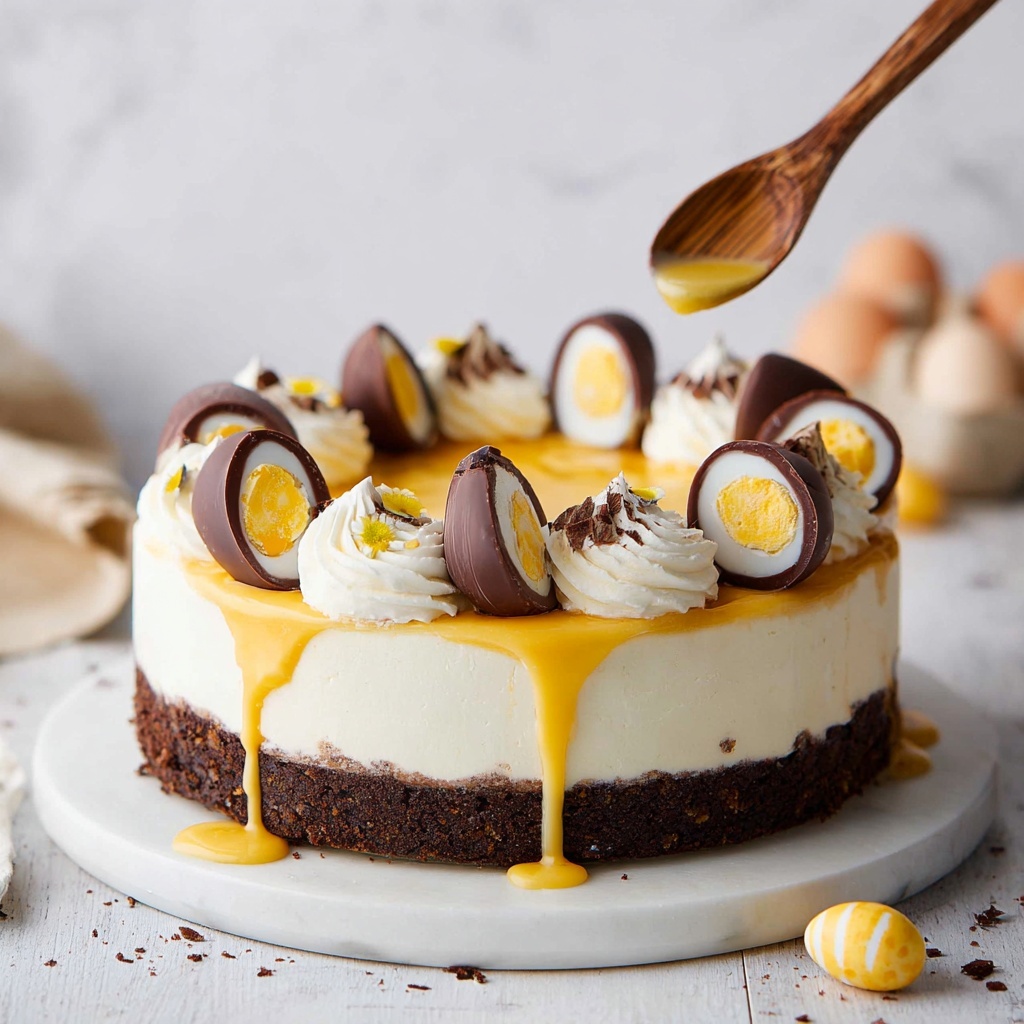 Vegan Creme Egg Cheesecake Recipe - Recipe Image