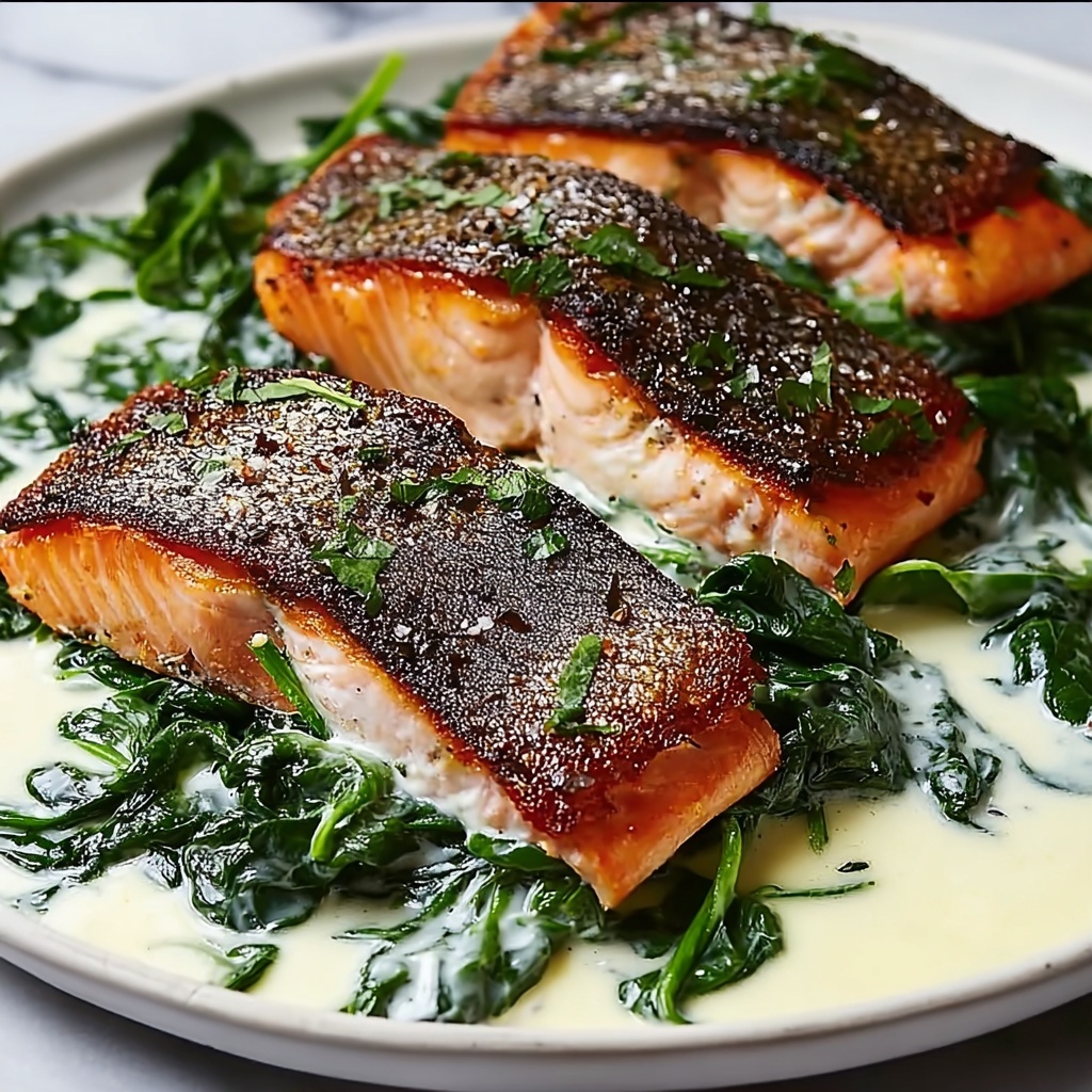 Blackened Salmon Stuffed with Spinach and Parmesan Recipe - Recipe Image