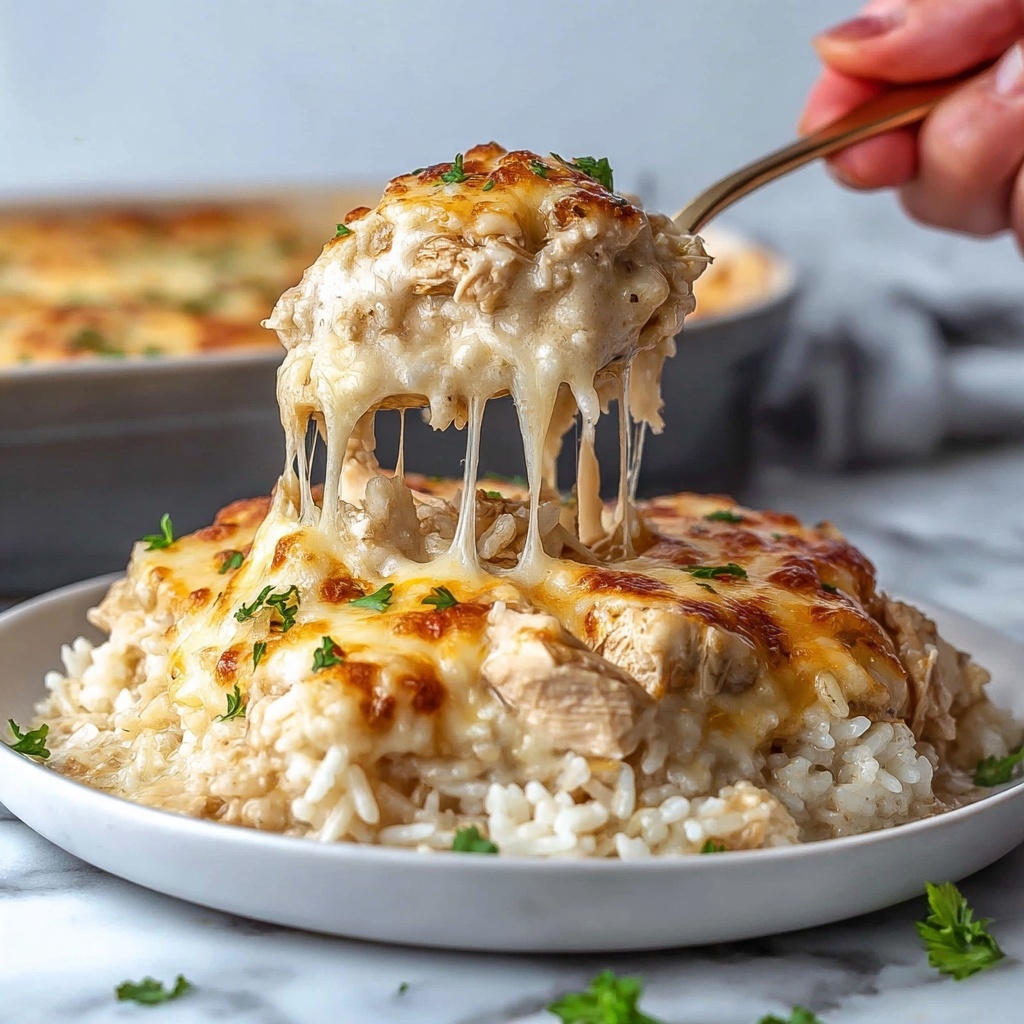 Cheesy Angel Chicken and Rice Casserole Recipe - Recipe Image