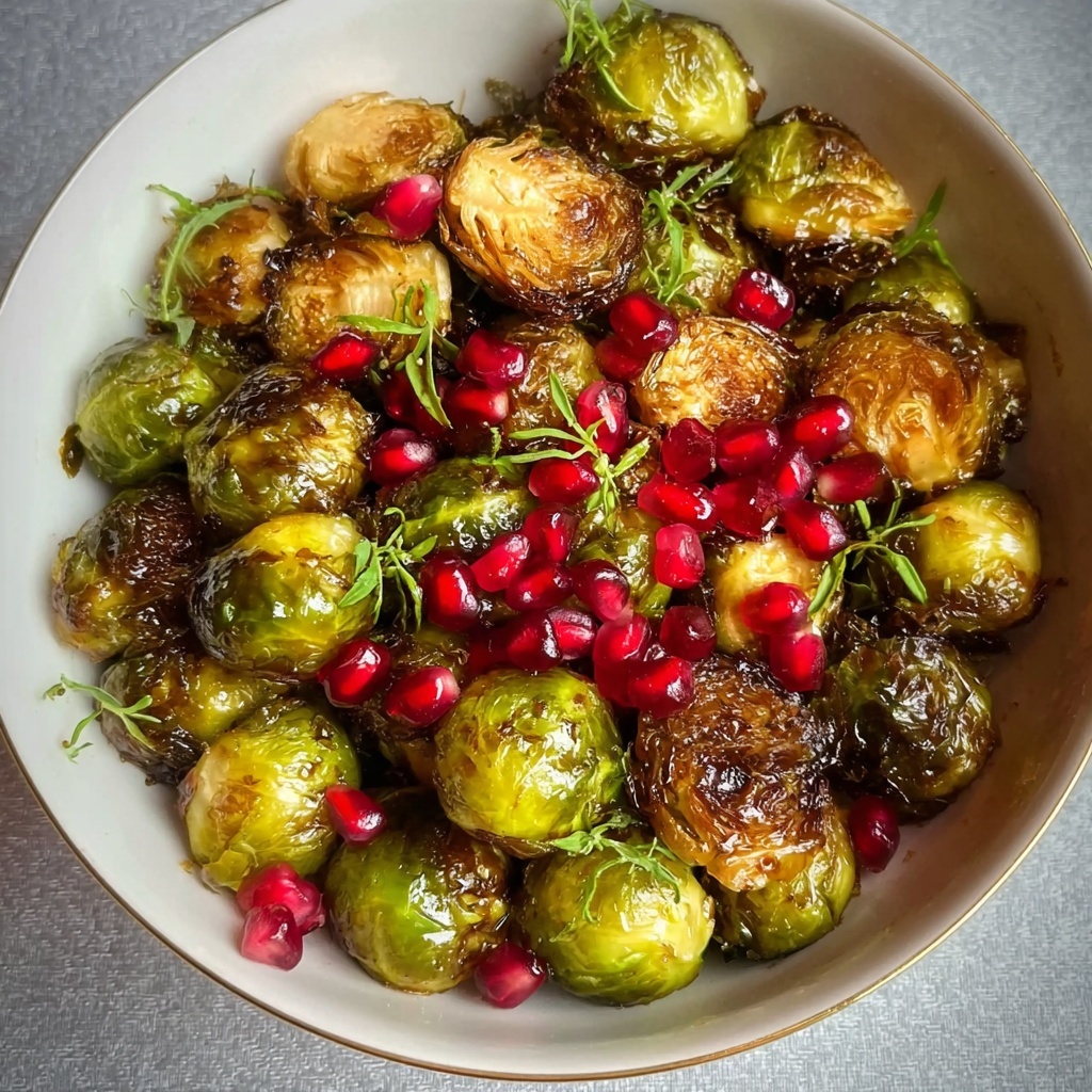 Balsamic Glazed Brussels Sprouts with Pomegranate Seeds Recipe - Recipe Image