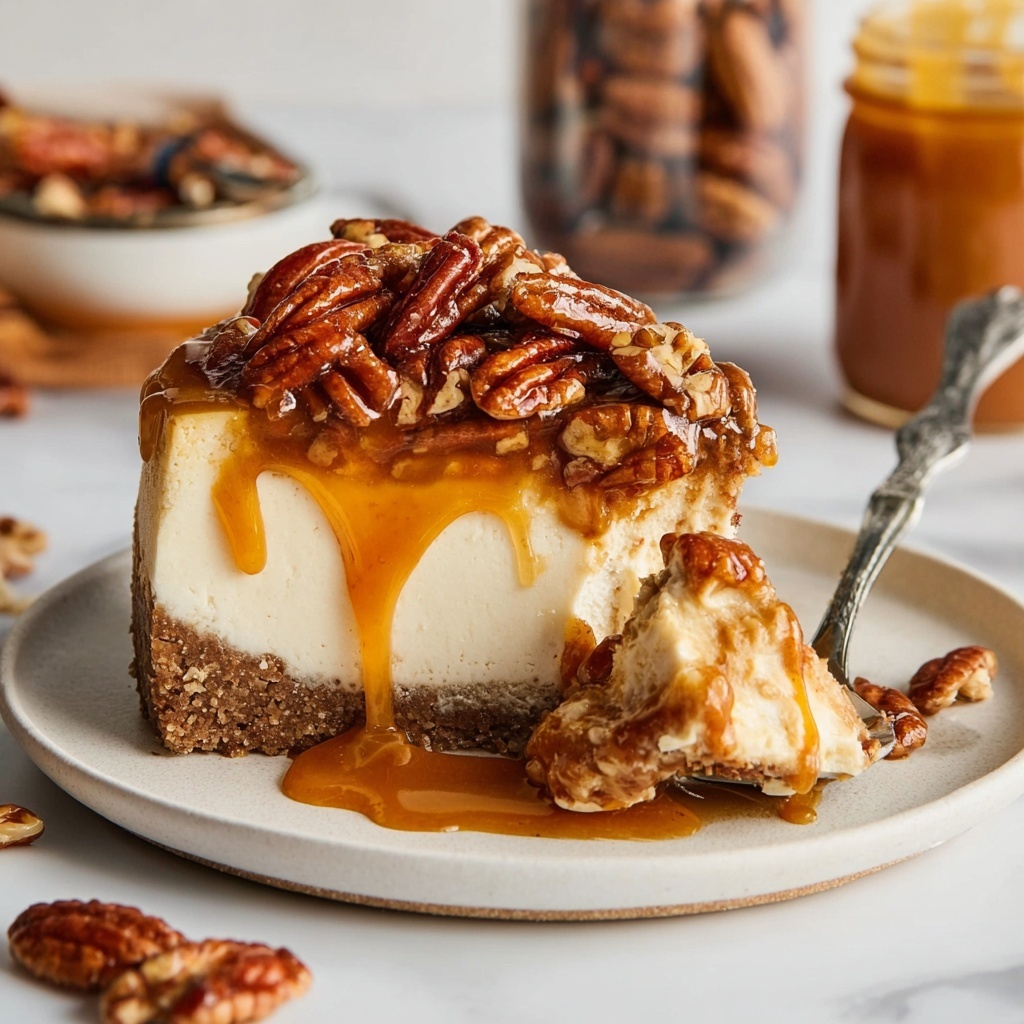No Bake Vegan Caramel Pecan Cheesecake Recipe - Recipe Image