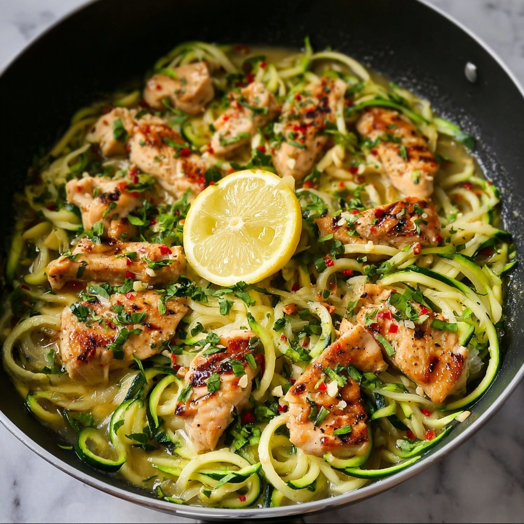 Lemon Garlic Chicken Zoodles Recipe - Recipe Image