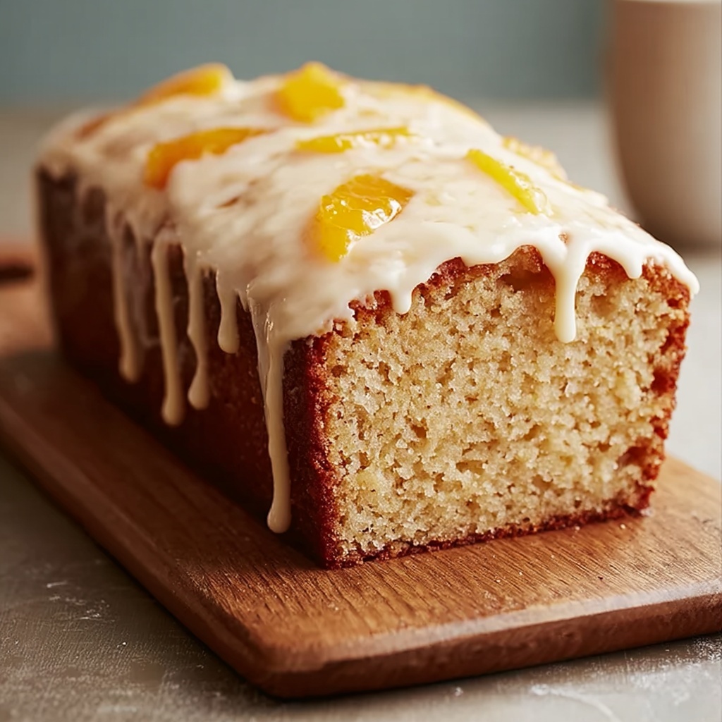 Peach Bread Bliss: Moist Loaf with Cinnamon Glaze Delight Recipe - Recipe Image