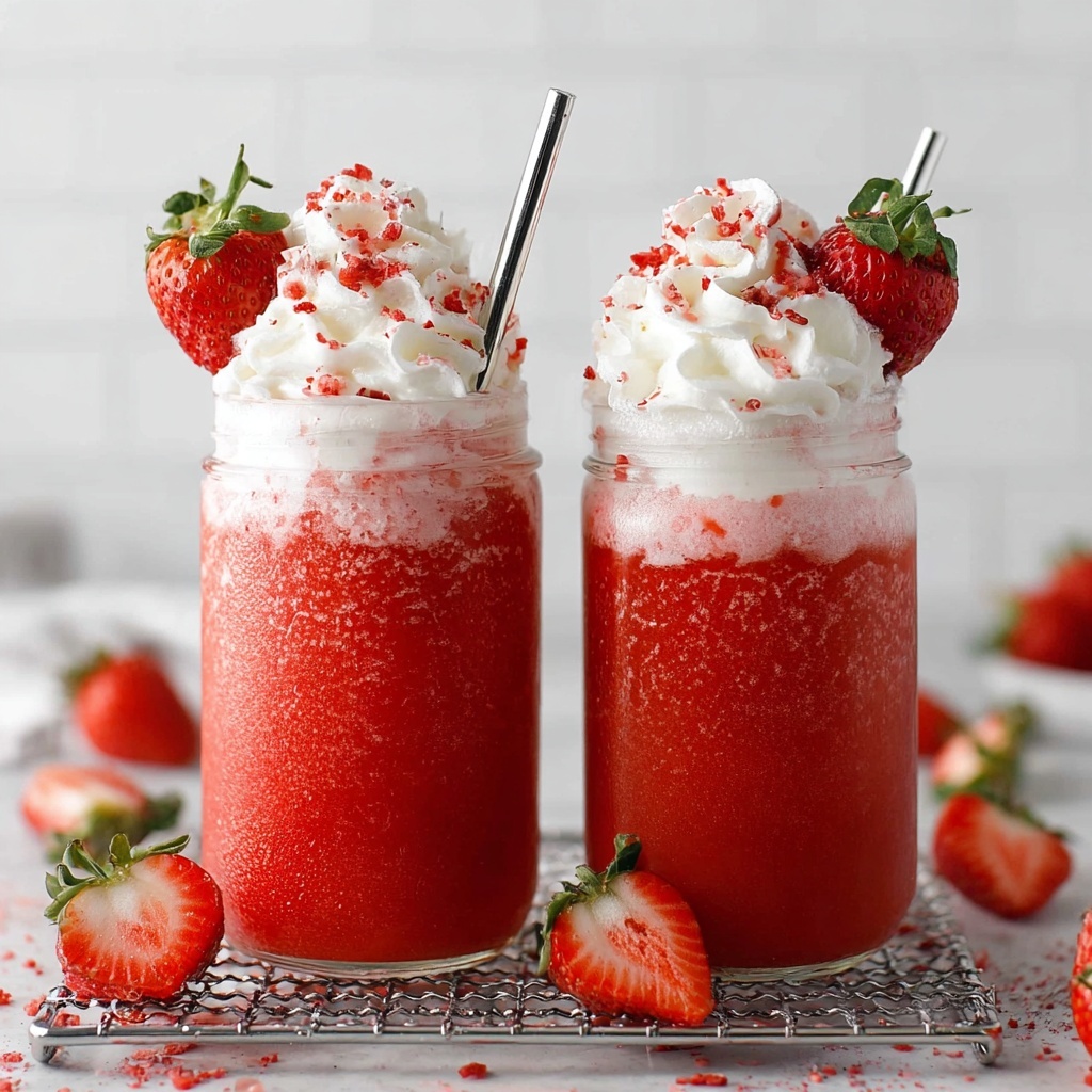 Strawberry Slushie with Vegan Italian Meringue Recipe - Recipe Image