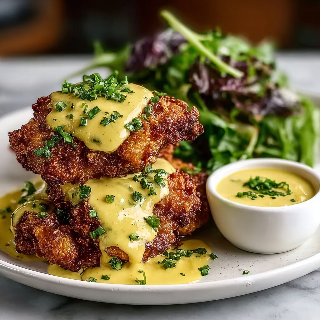 Pretzel Chicken with Mustard-Cheddar Sauce Recipe - Recipe Image