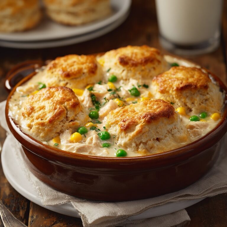 Chicken Cobbler with Red Lobster Cheddar Bay Biscuit Topping Recipe