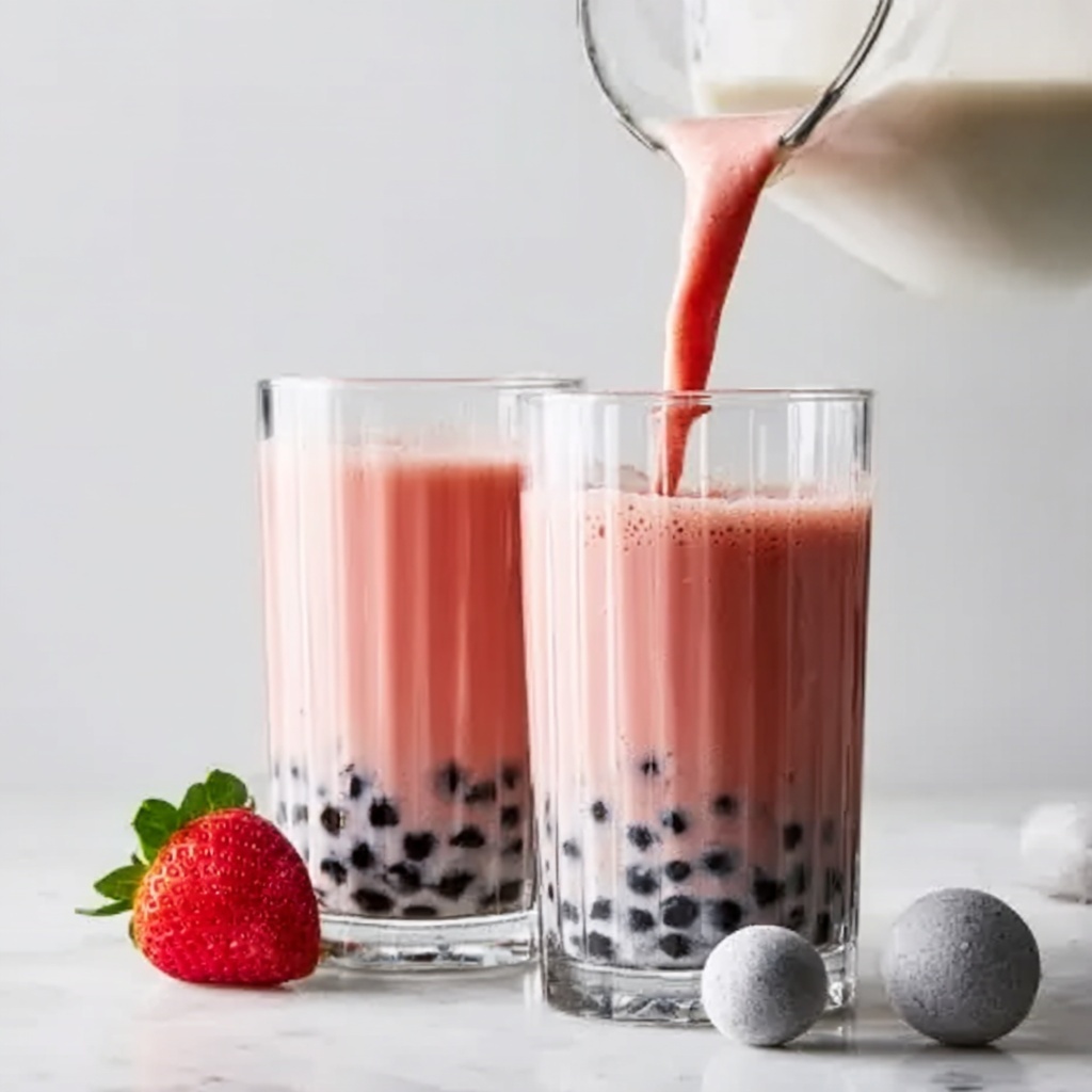 Boba Tea Smoothie with Cream Cheese Foam Recipe - Recipe Image