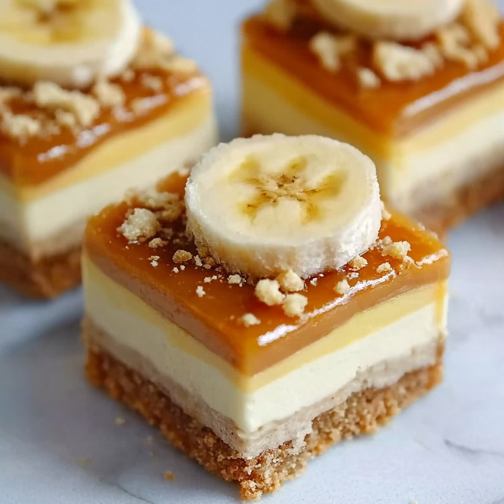 Banana Cream Cheese Bars with Caramel Drizzle Recipe - Recipe Image