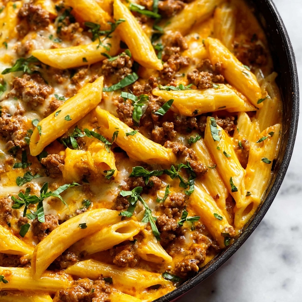 Cheesy Ground Beef Pasta Skillet Recipe - Recipe Image