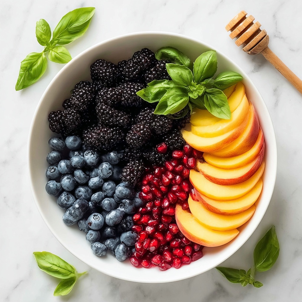 Honey Lime Basil Peach Fruit Salad Recipe - Recipe Image