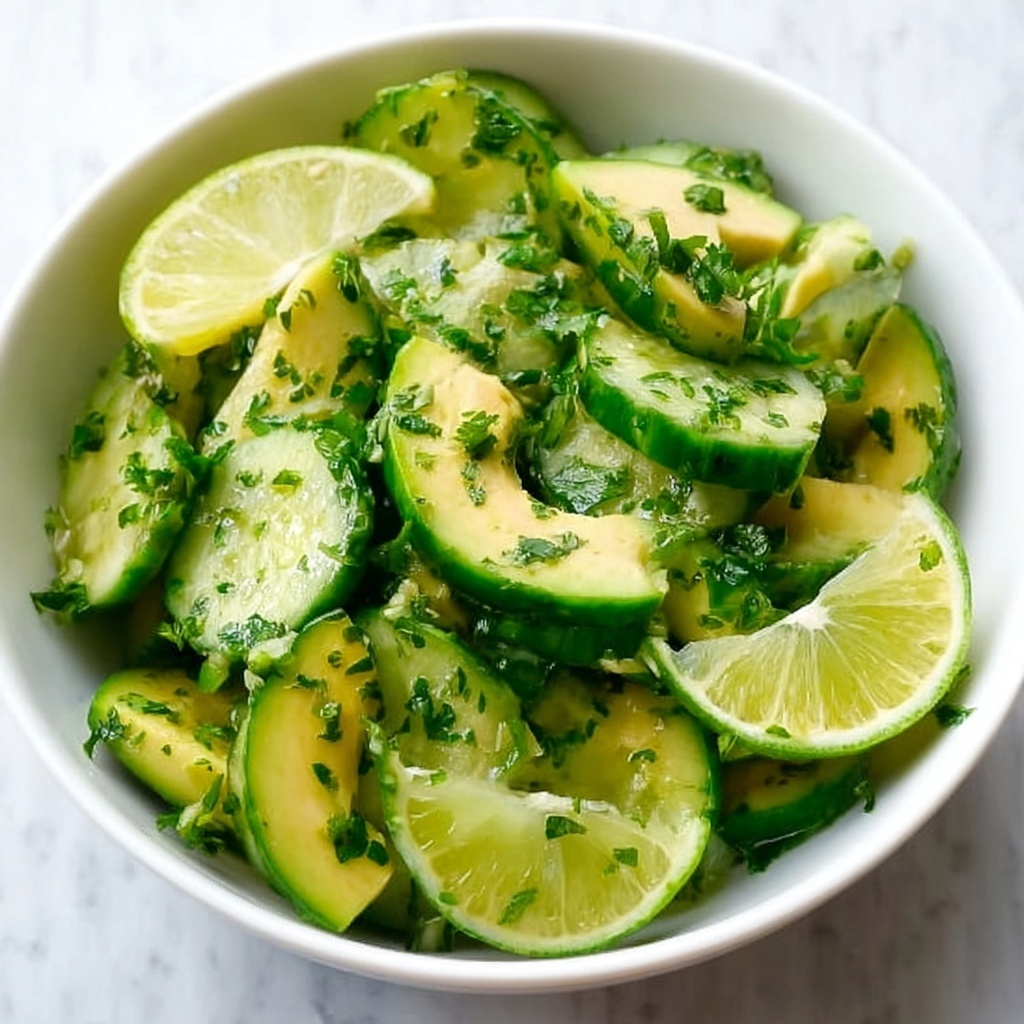 Healthy Cucumber Avocado Salad with Tangy Lime and Fresh Cilantro Recipe - Recipe Image