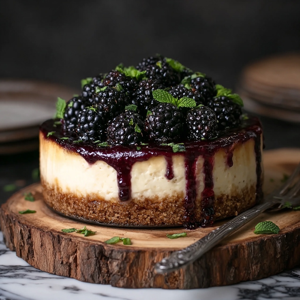 Blackberry Cheesecake with Blackberry Sauce Recipe - Recipe Image