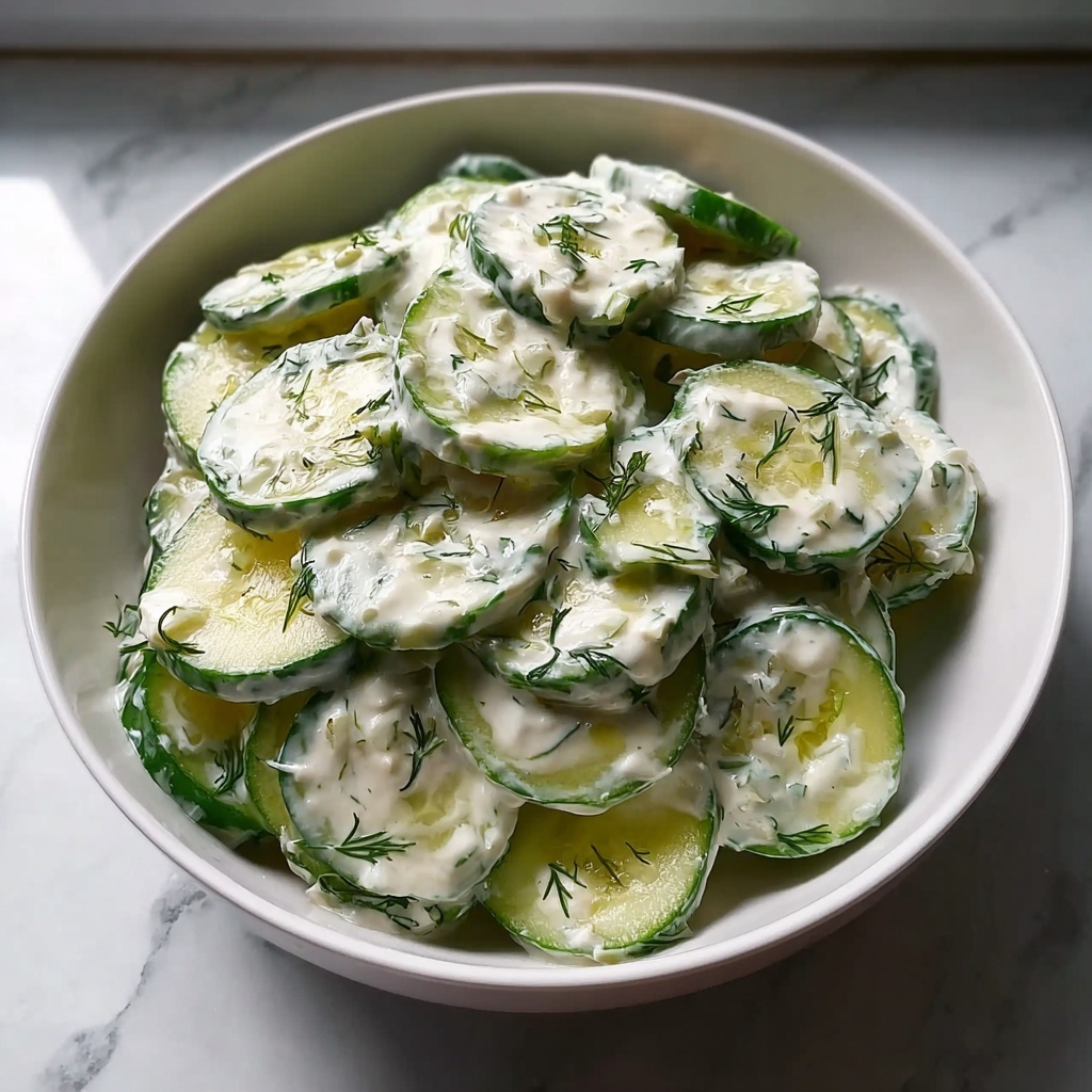 Creamy Cucumber Salad with Greek Yogurt Dressing Recipe - Recipe Image