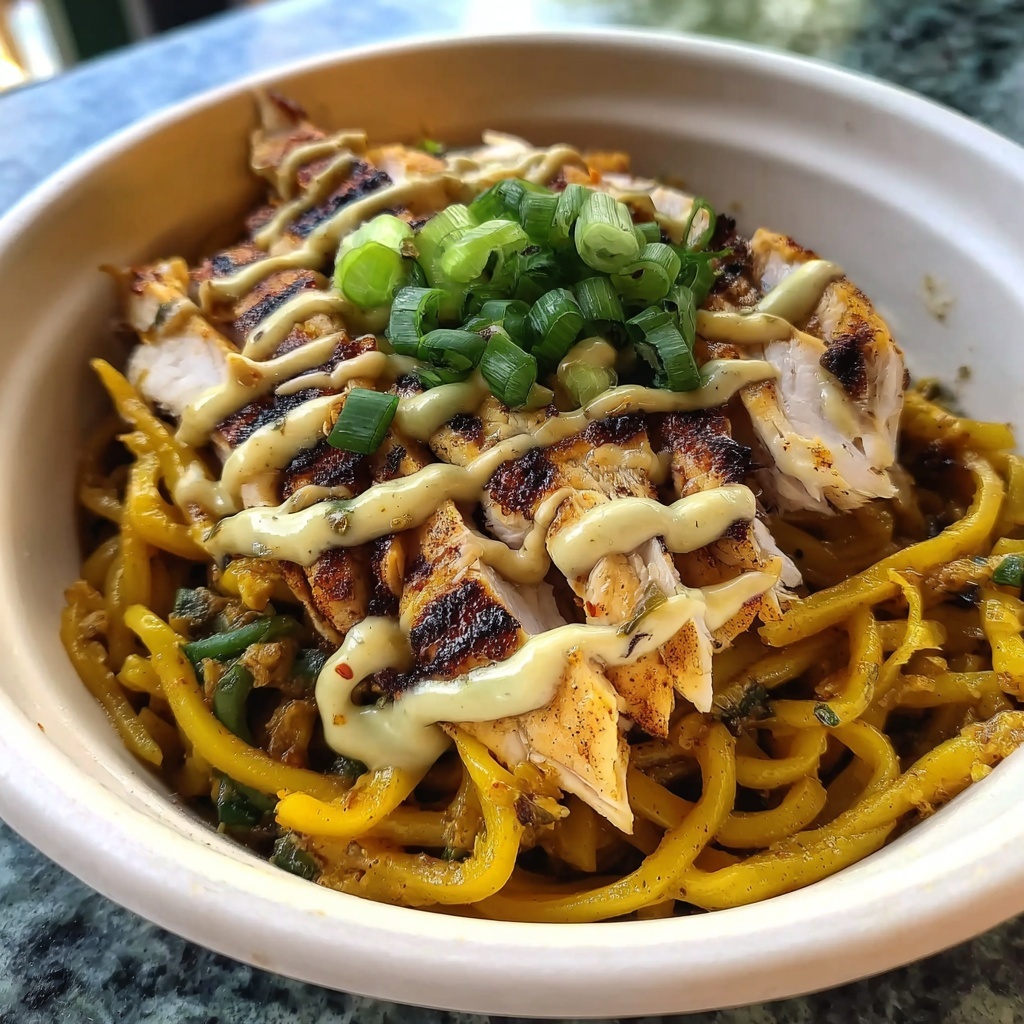 Udon with Chicken and Garlicky Peanut Dressing Recipe - Recipe Image