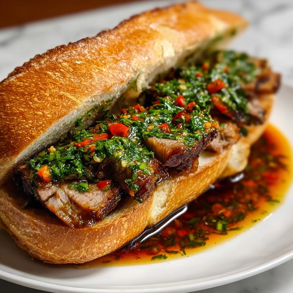 Short Rib Pho Banh Mi with Thai Basil Chimichurri Recipe - Recipe Image