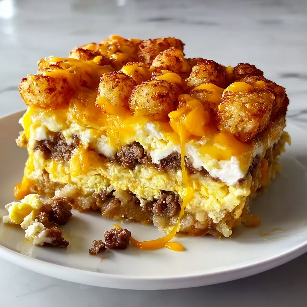Tater Tot Breakfast Casserole: 5 Comforting Layers of Joy Recipe - Recipe Image