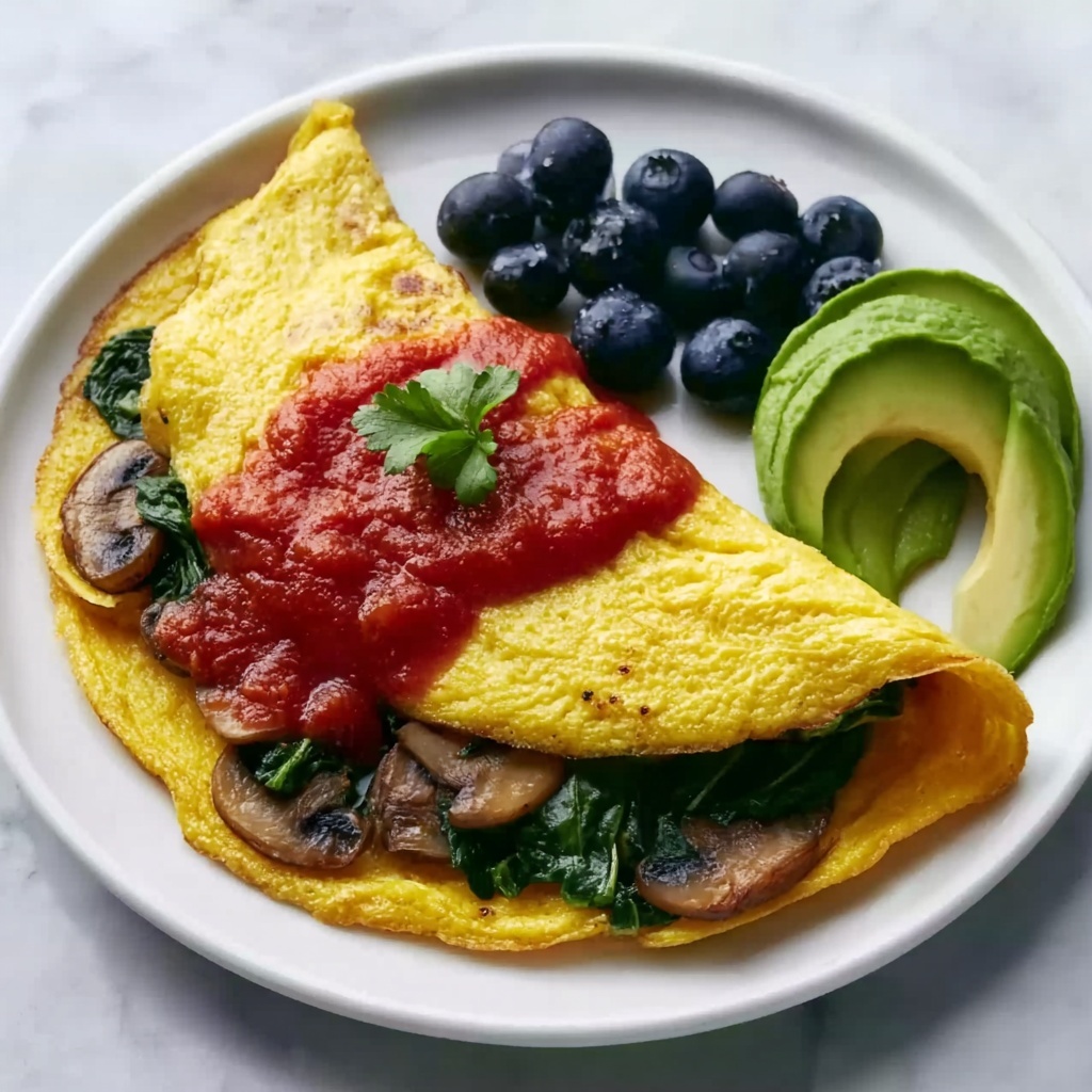 Vegan Mushroom Omelette with Spinach and Avocado Recipe - Recipe Image