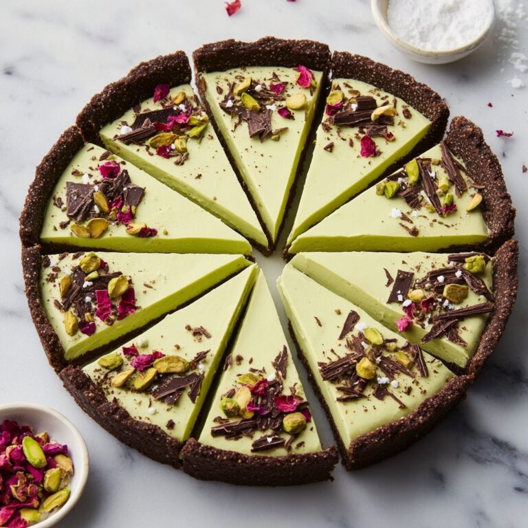 Vegan Pistachio Chocolate Tart with Rose Petal Garnish Recipe