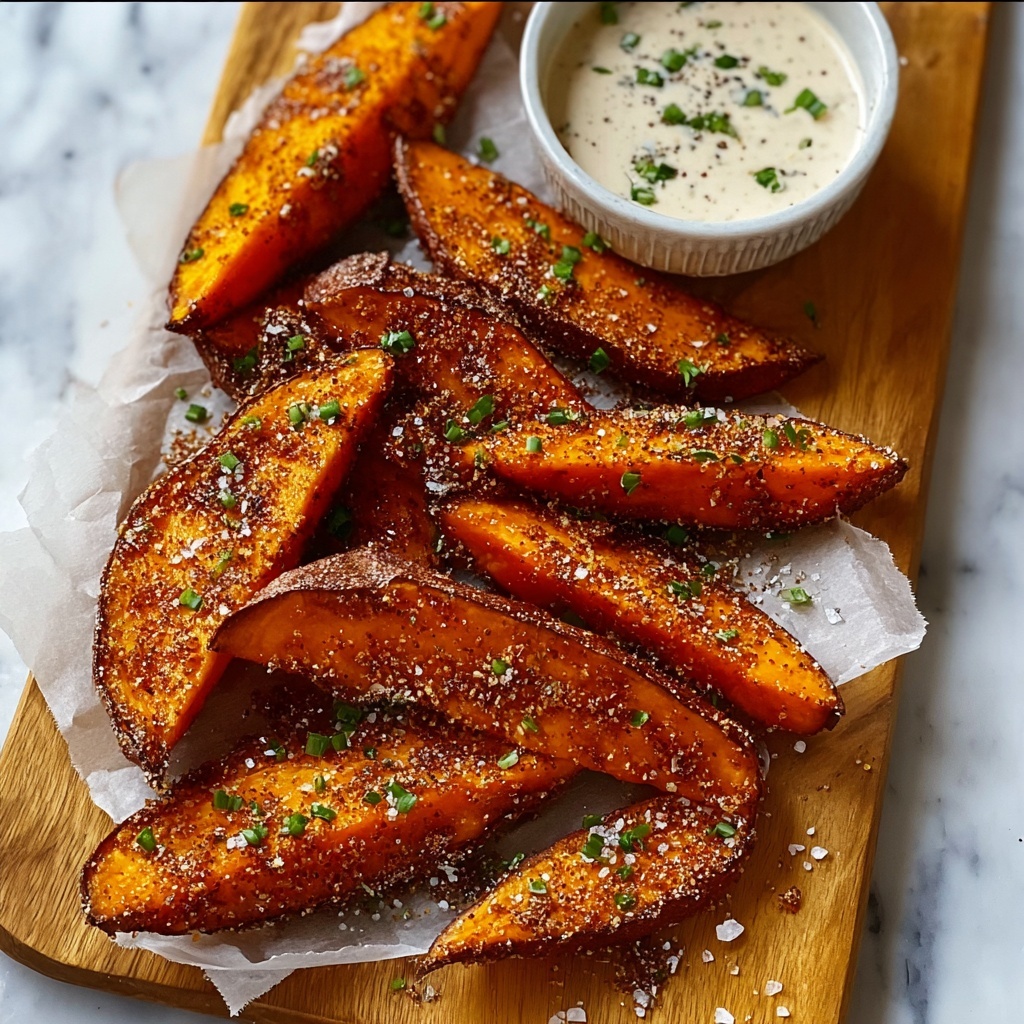Garlic Parmesan Sweet Potato Wedges Recipe - Recipe Image