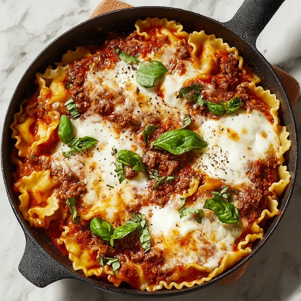 Easy One-Pan Skillet Lasagna: Quick Cheesy Comfort Recipe - Recipe Image