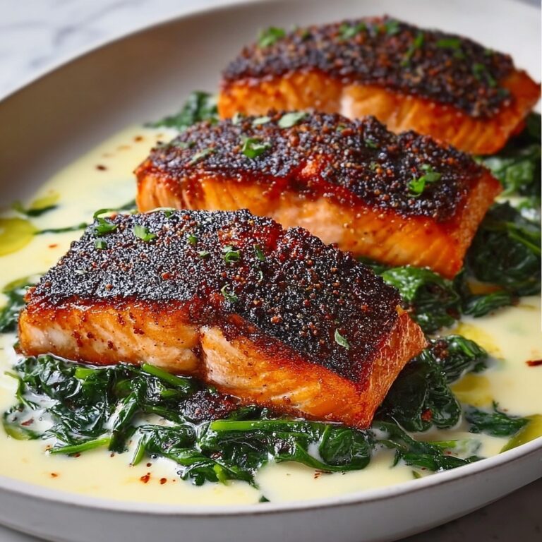 Blackened Salmon Stuffed with Spinach and Parmesan Recipe