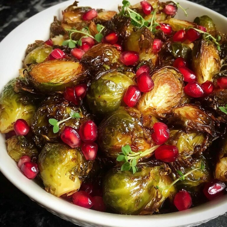 Balsamic Glazed Brussels Sprouts with Pomegranate Seeds Recipe