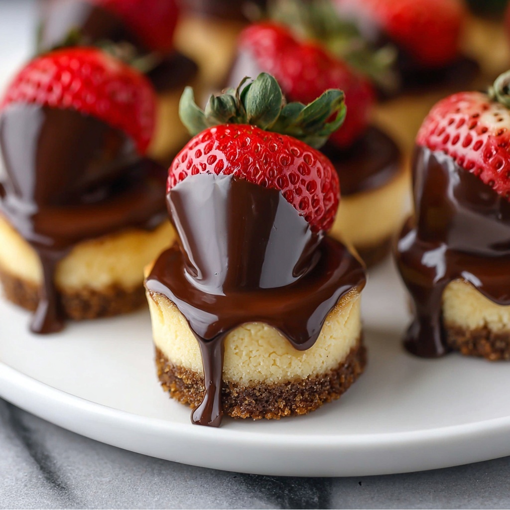 Chocolate-Dipped Strawberry Mini Cheesecakes Recipe - Recipe Image