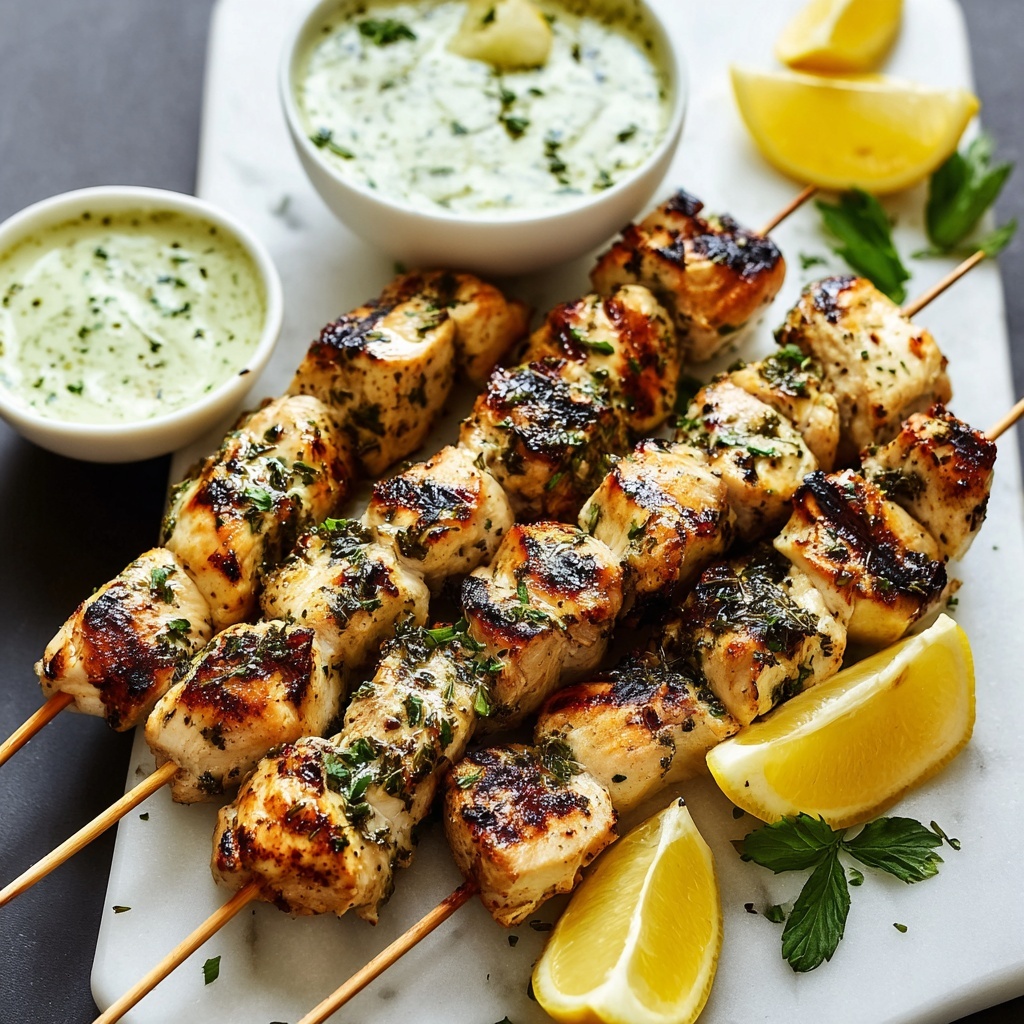 Greek Lemon Chicken Skewers with Tzatziki Sauce Recipe - Recipe Image