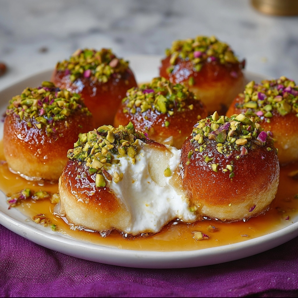 Stuffed Gulab Jamuns with Cream and Pistachio Filling Recipe - Recipe Image