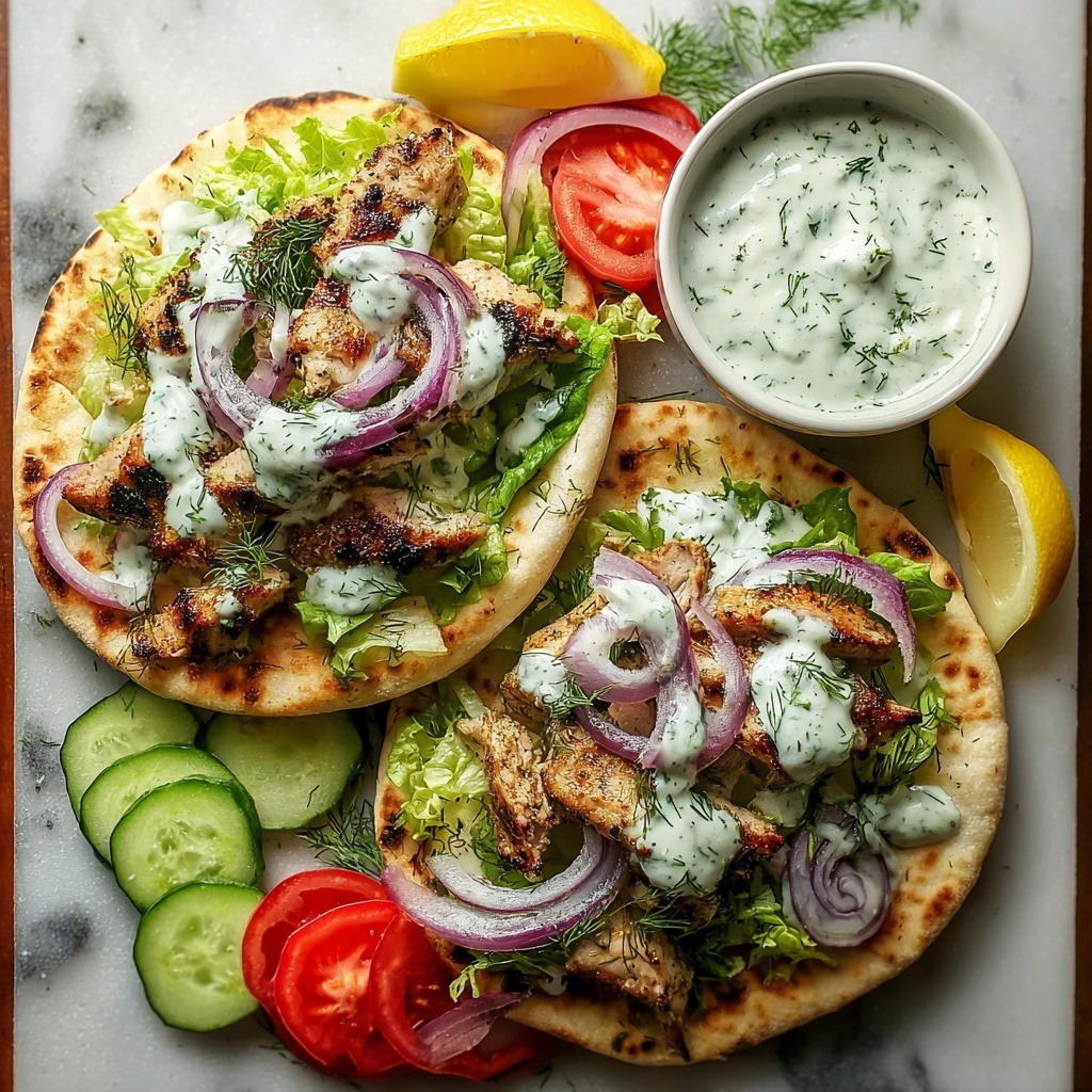 Greek Chicken Gyros with Lemon-Herb Marinade and Tzatziki Recipe - Recipe Image